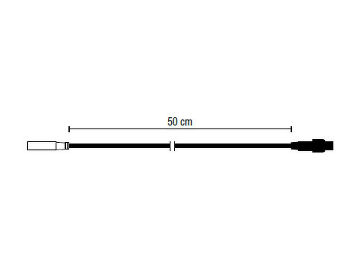 MK Illumination Rope Light ↔ QF+ Adapter – Übergänge zwischen Lichtschlauch und QuickFix®-System – Rope Light → QF+ · 50 cm · schwarz (001-144) – Maßzeichnung