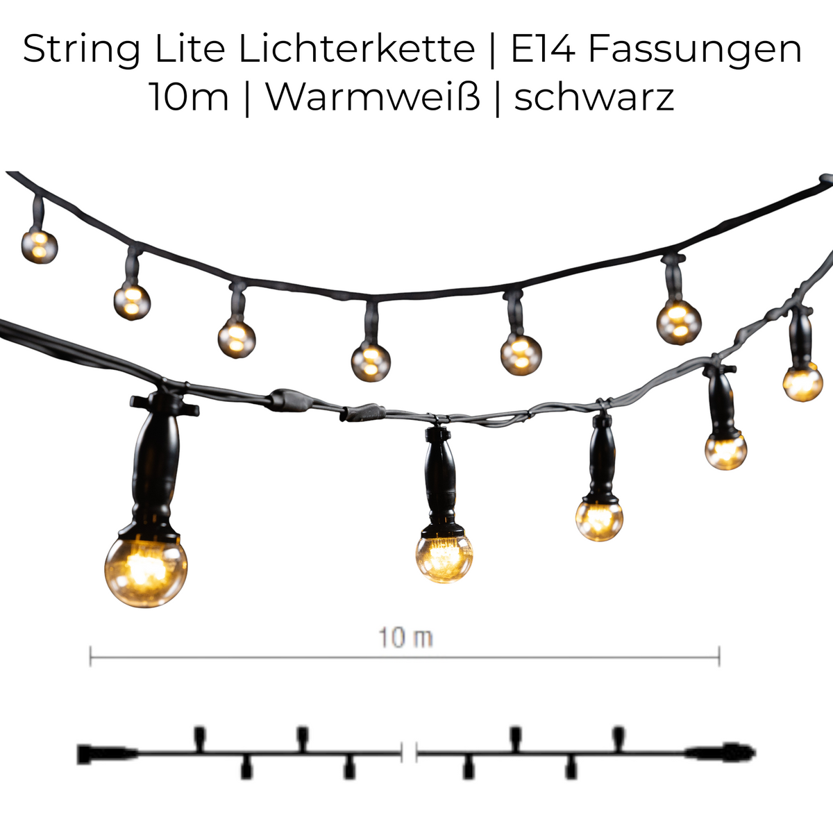 MK Illumination String Lite® E14 QF+ – Fassungskette 10 m mit 20 × E14
