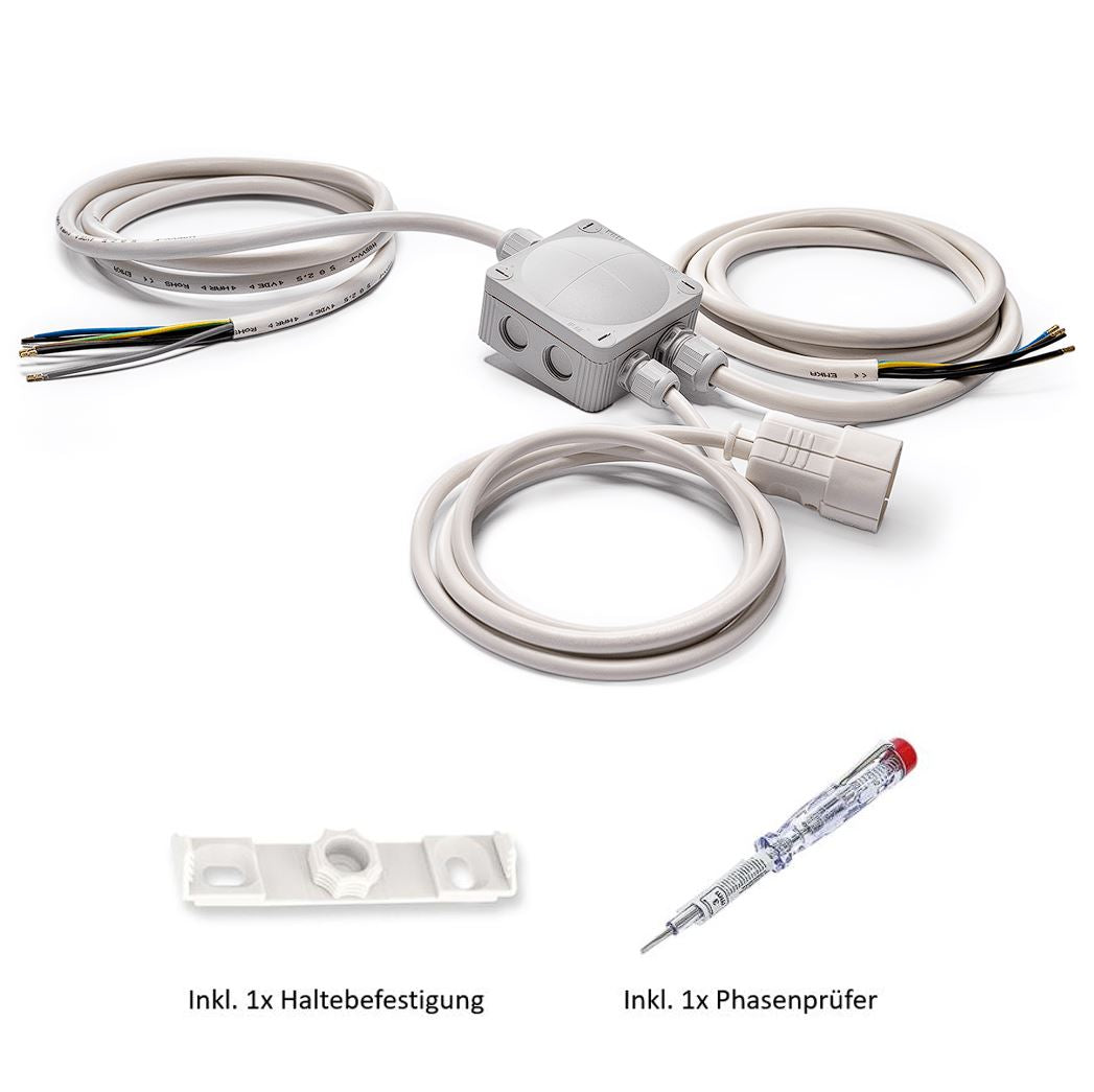 Küchenanschlussbox, Splitter-Box mit 2m Kabel - Küchenanschlussverteiler 3-fach für Kochfeld & Backofen
