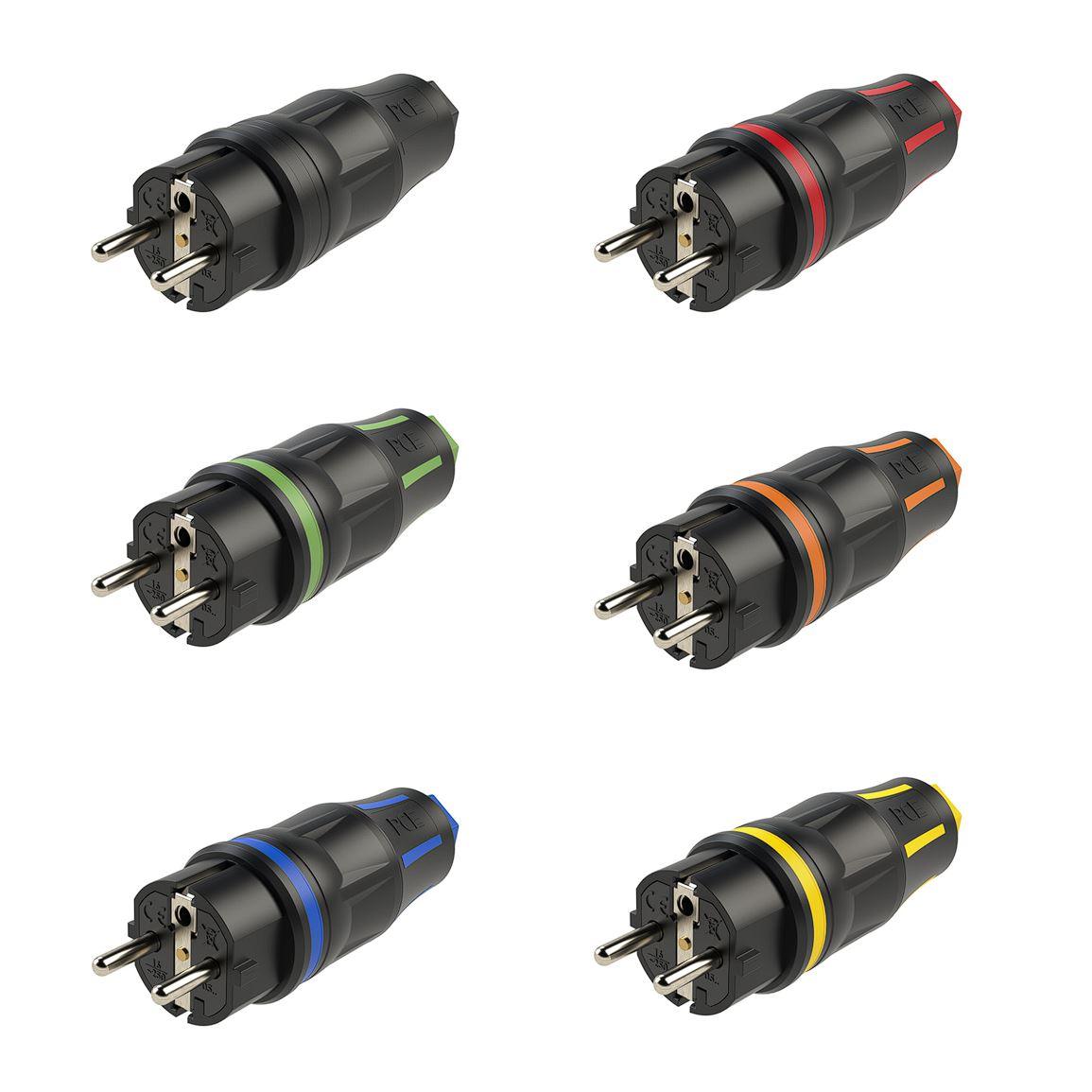 PCE Top Taurus Schuko-Stecker IP54 mit Schnellverschluss, Typ 05721, Farbübersicht der Baureihe