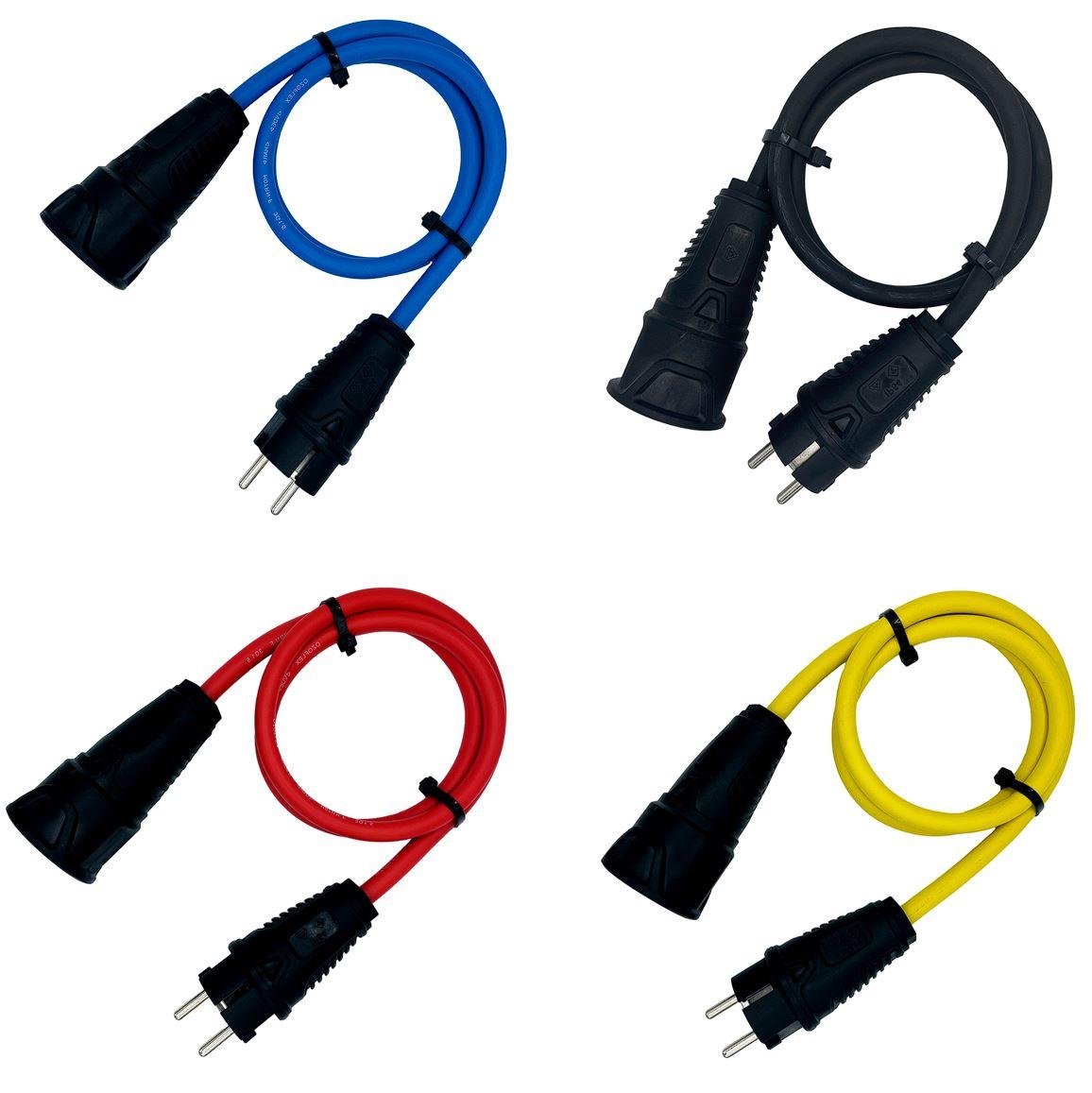 Schuko-Verlängerung ohne Deckel, Gummileitung H07RN-F 3G2,5 mm², PCE Vollgummi – Produktübersicht