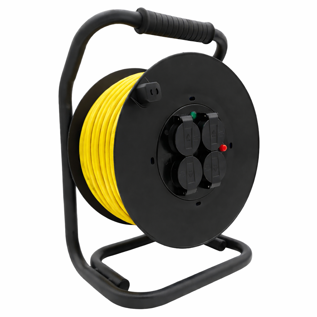 SANOS Kabeltrommel LED-Spannungsanzeige - Gummileitung PUR H07BQ-F 3G1,5mm² - 3G2,5mm² | 20 - 40 Meter | Made in Germany