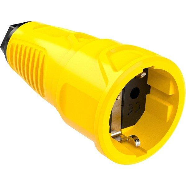 PCE Taurus Schuko-Kupplung 2520 in Gelb, Gummi-Einsatz, IP20, 16 A, 250 V, 3-polig