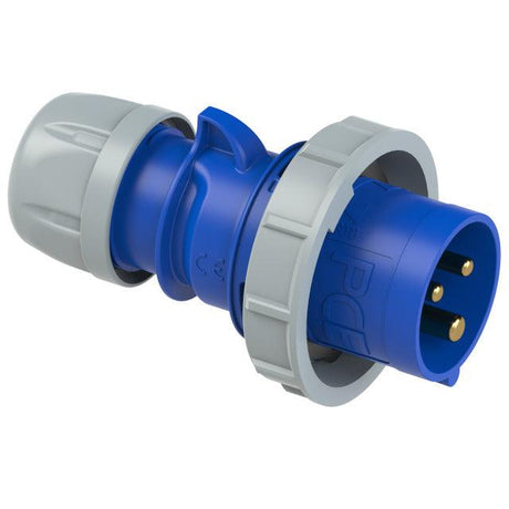 CEE-Stecker PCE 0132-6, 3-polig, 16 A, 230 V, Kennfarbe blau, Schutzart IP67, gerade Bauform