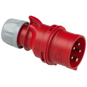 CEE-Stecker PCE 7015-6 mit Phasenwender, 5-polig, 16 A, 400 V, Kennfarbe rot, Schutzart IP44