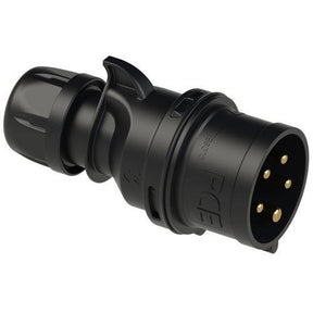 CEE-Stecker PCE 025-6x, 5-polig, 32 A, 400 V, schwarz, Schutzart IP44, gerade Bauform