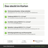 Küchenanschlussbox-Set, Splitter-Box mit 1/2/3/5/10m Kabel - Küchenanschlussverteiler 3-fach für Kochfeld & Backofen