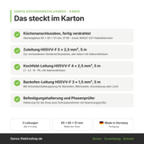 Küchenanschlussbox, Splitter-Box mit 5m Kabel - Küchenanschlussverteiler 3-fach für Kochfeld & Backofen