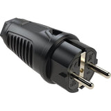 PCE Taurus Vollgummi-Schuko-Stecker IP54 in Schwarz, 16 A, 250 V, Typ 0512