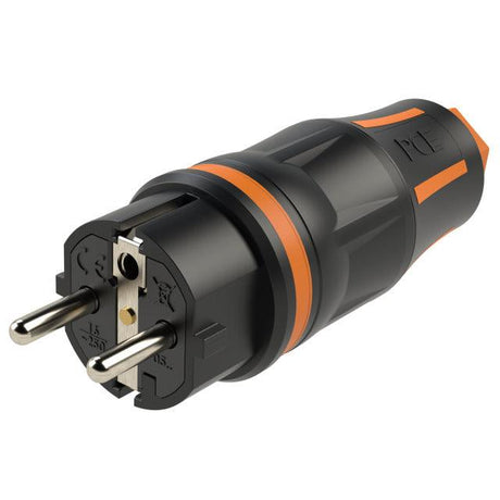 PCE Top Taurus Schuko-Stecker IP54 in Orange, gummiertes PA6-Gehäuse, Typ 05721-so