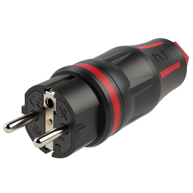 PCE Top Taurus Schuko-Stecker IP54 in Rot, gummiertes PA6-Gehäuse, Typ 05721-sr
