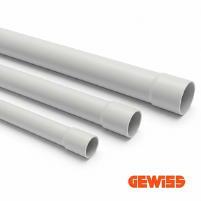 GEWISS Stangenrohr 40 mm, starres PVC-Elektroinstallationsrohr mit Muffe