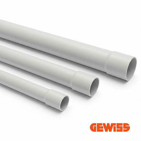 GEWISS Stangenrohr 40 mm, starres PVC-Elektroinstallationsrohr mit Muffe