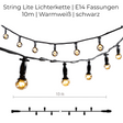 MK Illumination String Lite® E14 QF+ – Fassungskette 10 m mit 20 × E14