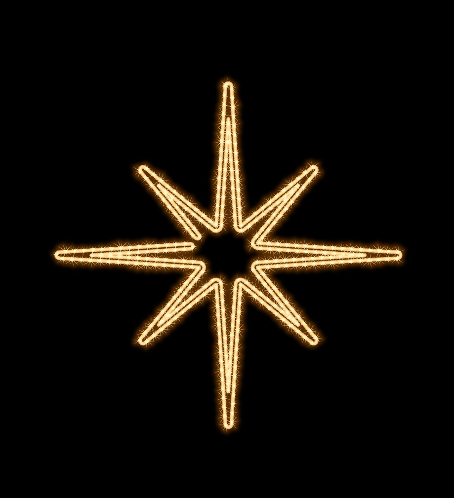 MK Illumination Lichtmotive QF+ – Snow Flake®, Classic Flake, Pentor®, Wega & Orion (2D-LED-Motive) – Orion 125 × 125 cm · Warmweiß (160-027) – Anwendung / Detail
