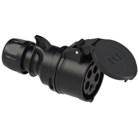 CEE-Kupplung PCE 215-6x, 5-polig, 16 A, 400 V, schwarz, Schutzart IP44, gerade Bauform