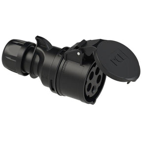 CEE-Kupplung PCE 225-6x, 5-polig, 32 A, 400 V, schwarz, Schutzart IP44, gerade Bauform