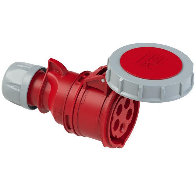 CEE-Kupplung PCE 2152-6, 5-polig, 16 A, 400 V, Kennfarbe rot, Schutzart IP67, gerade Bauform