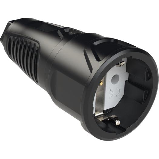 PCE Taurus Schuko-Kupplung 2510 in Schwarz, Polyamid-Einsatz, IP20, 16 A, 250 V, 3-polig
