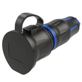 PCE Top Taurus Schuko-Kupplung 25711 in Blau, IP54, Deckel am Band, Schnellverschluss