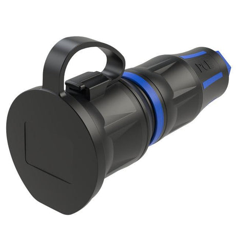 PCE Top Taurus Schuko-Kupplung 25711 in Blau, IP54, Deckel am Band, Schnellverschluss
