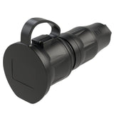 PCE Top Taurus Schuko-Kupplung 25711 in Schwarz, IP54, Deckel am Band, Schnellverschluss