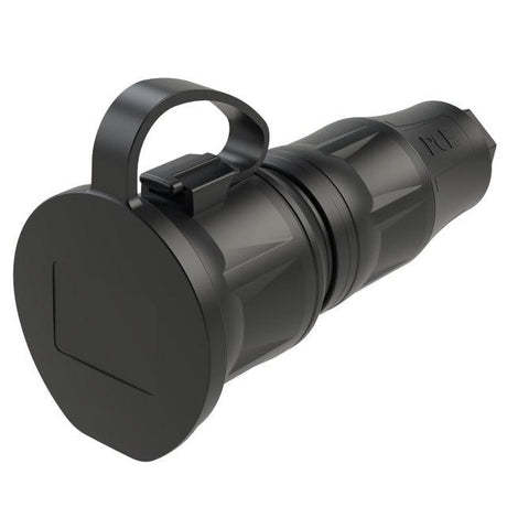 PCE Top Taurus Schuko-Kupplung 25711 in Schwarz, IP54, Deckel am Band, Schnellverschluss
