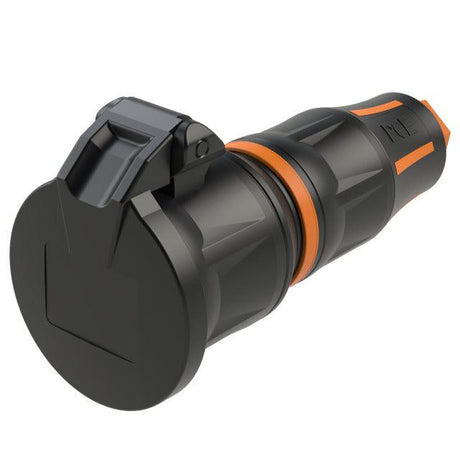 PCE Top Taurus Schuko-Kupplung 25712 in Orange, IP54, Federklappdeckel, Schnellverschluss