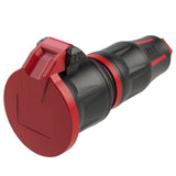 PCE Top Taurus Schuko-Kupplung 25712 in Rot, IP54, Federklappdeckel, Schnellverschluss