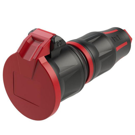 PCE Top Taurus Schuko-Kupplung 25712 in Rot, IP54, Federklappdeckel, Schnellverschluss