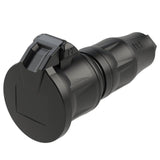 PCE Top Taurus Schuko-Kupplung 25712 in Schwarz, IP54, Federklappdeckel, Schnellverschluss