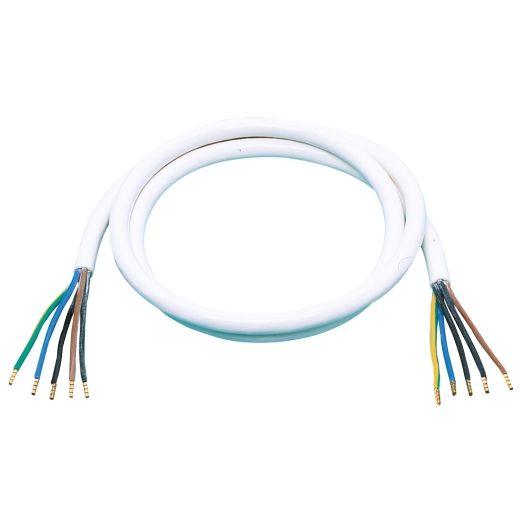 Herdanschlussleitung H05VV-F 5G2,5, weiß, mit Aderendhülsen, 1-10m