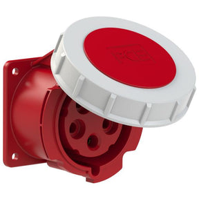 PCE CEE-Anbaudose 5-polig, 400 V, IP67, rot, Flansch 75x75 mm, Bohrlochabstand 60x60 mm, mit Flanschdichtung