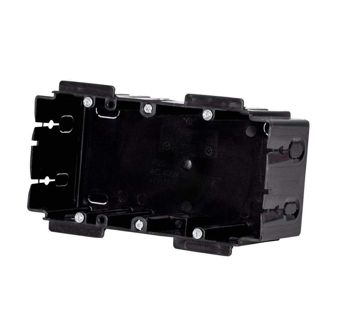Geräteeinbaudose 2-fach mit Krallenbefestigung, 142 x 68 x 47 mm, Polypropylen schwarz