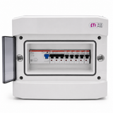 Aufputzverteiler IP65 bestückt - ABB FI + ABB B16 / C16 - inkl. Phasenschiene & N/PE-Klemme