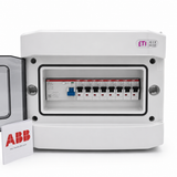 Aufputzverteiler IP65 bestückt - ABB FI + ABB B16 / C16 - inkl. Phasenschiene & N/PE-Klemme