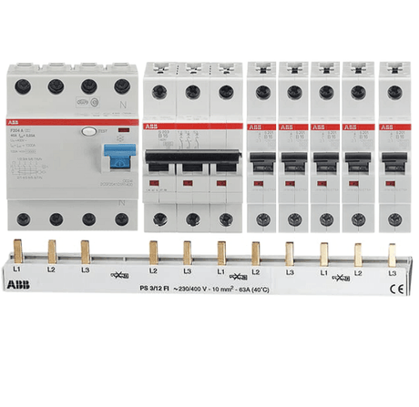 ABB FI-Schutzschalter & LS-Schalter | 1- bis 4-polig | Phasenschienen & Komplettsets