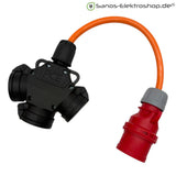 CEE-Adapter 5-polig 16 A auf dreifache Schuko-Kupplung mit PUR-Leitung H07BQ-F 5G2,5
