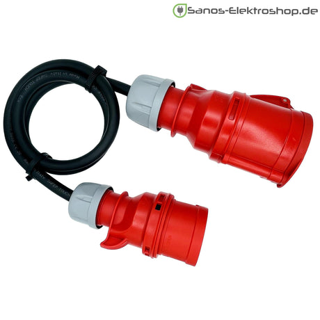 CEE-Adapter mit Phasenwender, Eingang CEE-Stecker 5-polig 16 A 400 V, Ausgang CEE-Kupplung 5-polig 32 A