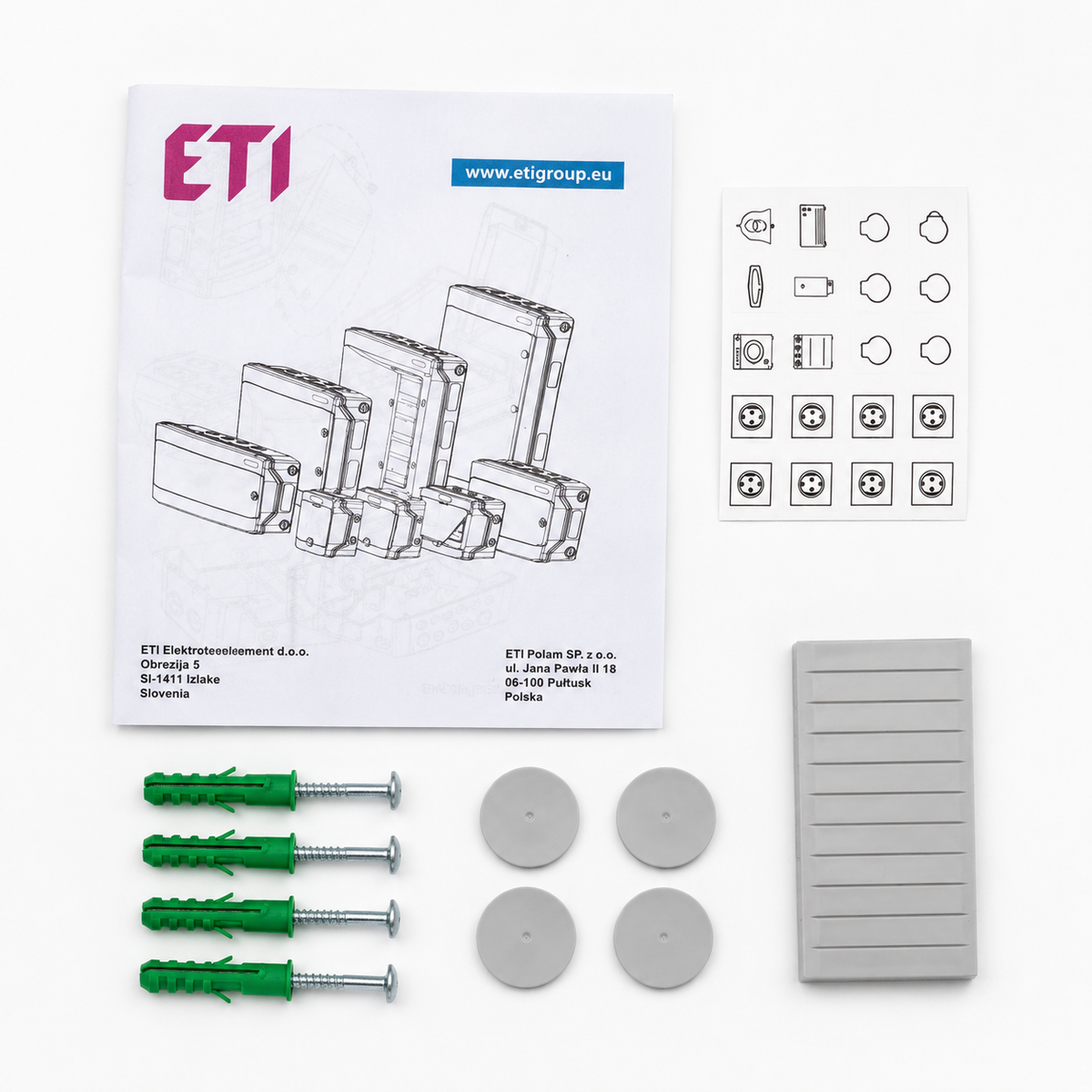 Aufputzverteiler IP65 bestückt - ABB FI + ABB B16 / C16 - inkl. Phasenschiene & N/PE-Klemme