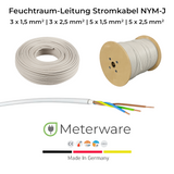 Feuchtraum-Leitung / Stromkabel NYM-J | 3x1,5 bis 5x16 | 1 Meter - 500 Meter