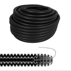 GEWISS Wellrohr M16 mit Einzugshilfe, flexibles PVC-Leerrohr mit eingezogenem Zugdraht, schwarz
