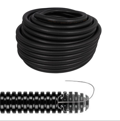GEWISS Wellrohr M16 mit Einzugshilfe, flexibles PVC-Leerrohr mit eingezogenem Zugdraht, schwarz