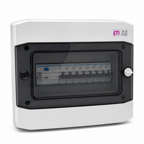 Aufputzverteiler IP65 bestückt - Hager FI + Hager B16 - inkl. Phasenschiene & N/PE-Klemme