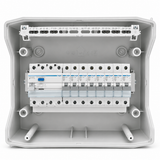 Aufputzverteiler IP65 bestückt - Hager FI + Hager B16 - inkl. Phasenschiene & N/PE-Klemme
