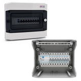 Aufputzverteiler IP65 bestückt - Hager FI + Hager B16 - inkl. Phasenschiene & N/PE-Klemme