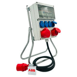 SANOS Standverteiler ABB/PCE - 1x CEE 32A 1x CEE 16A und 4x Schukodose mit FI & Zuleitung | SAN028