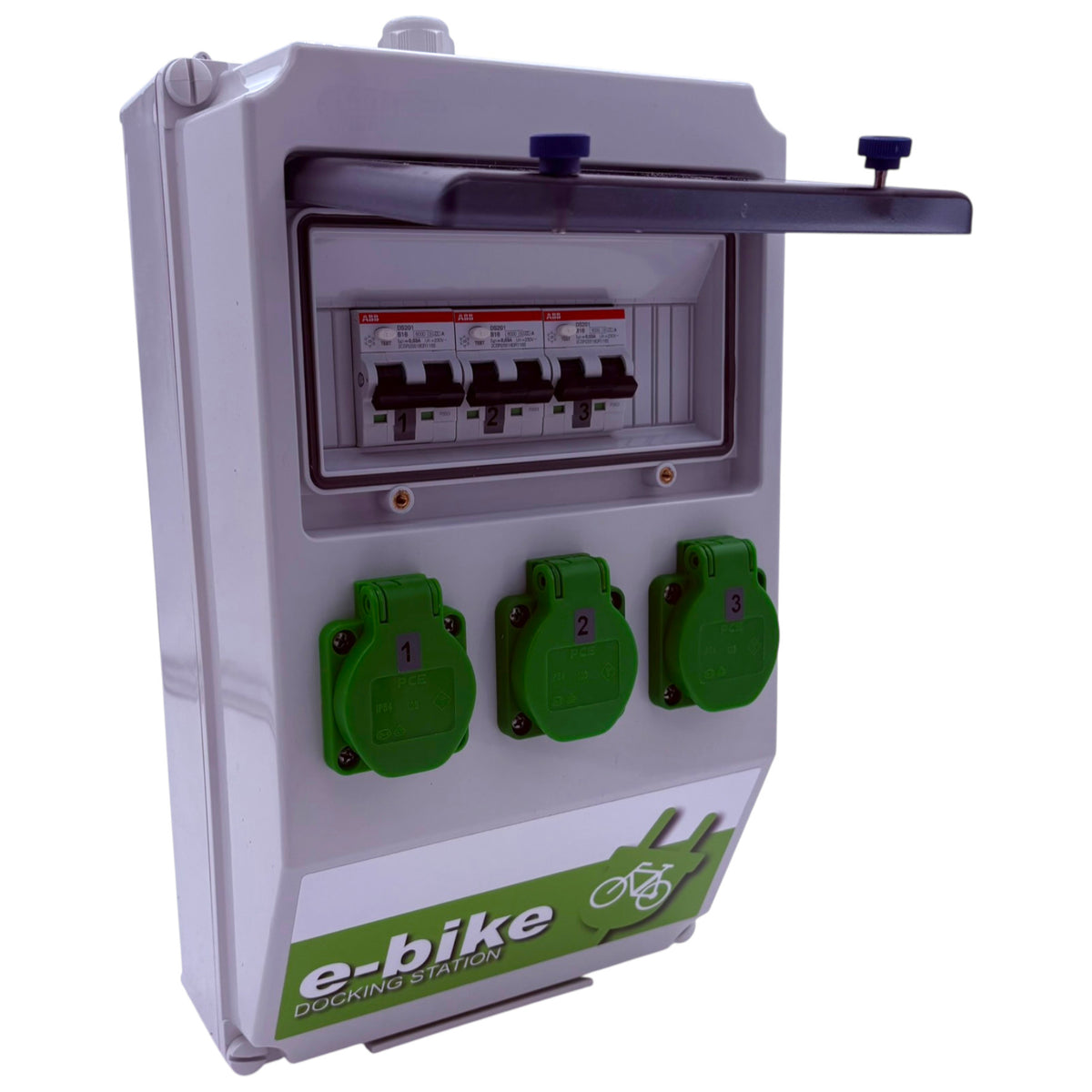 SANOS e-bike Wandverteiler ABB/PCE -  3x Schukodosen 230 V mit FI/LS | SAN006