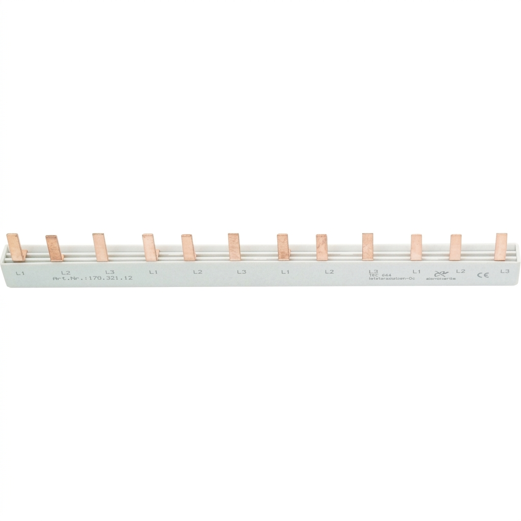 3-Phasen-Stiftschiene geschlossen, 12 Module, L-Ausführung, 178 mm lang