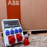 SANOS Wandverteiler ABB/PCE - 1x CEE 32A 1x CEE 16A und 4x Schukodosen mit FI | SAN001